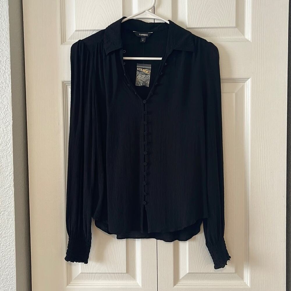 Express Black Portofino Work Button Up Blouse